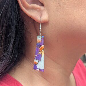 Santo Domingo Compressed Slab Mohave Dangle Earrings Handmade Native American **